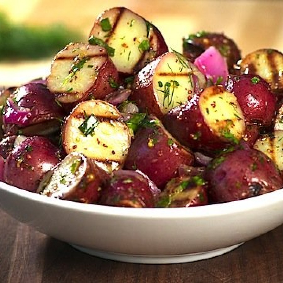 Grilled Potato Salad with Herbs and Whole Grain Mustard