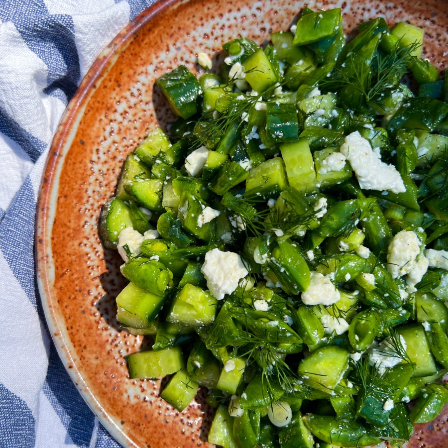 Crunchy Cucumber and Snap Pea Salad with Feta