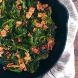 Braised Mustard Greens with Rosemary and Bacon