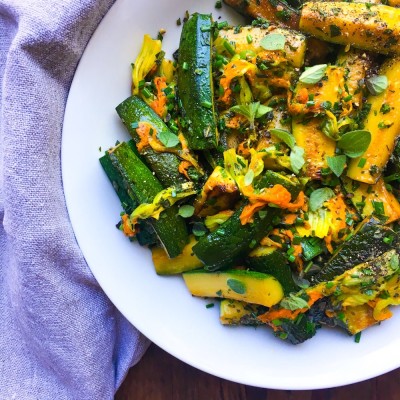 Sautéed Zucchini and Blossoms with Fresh Herbs