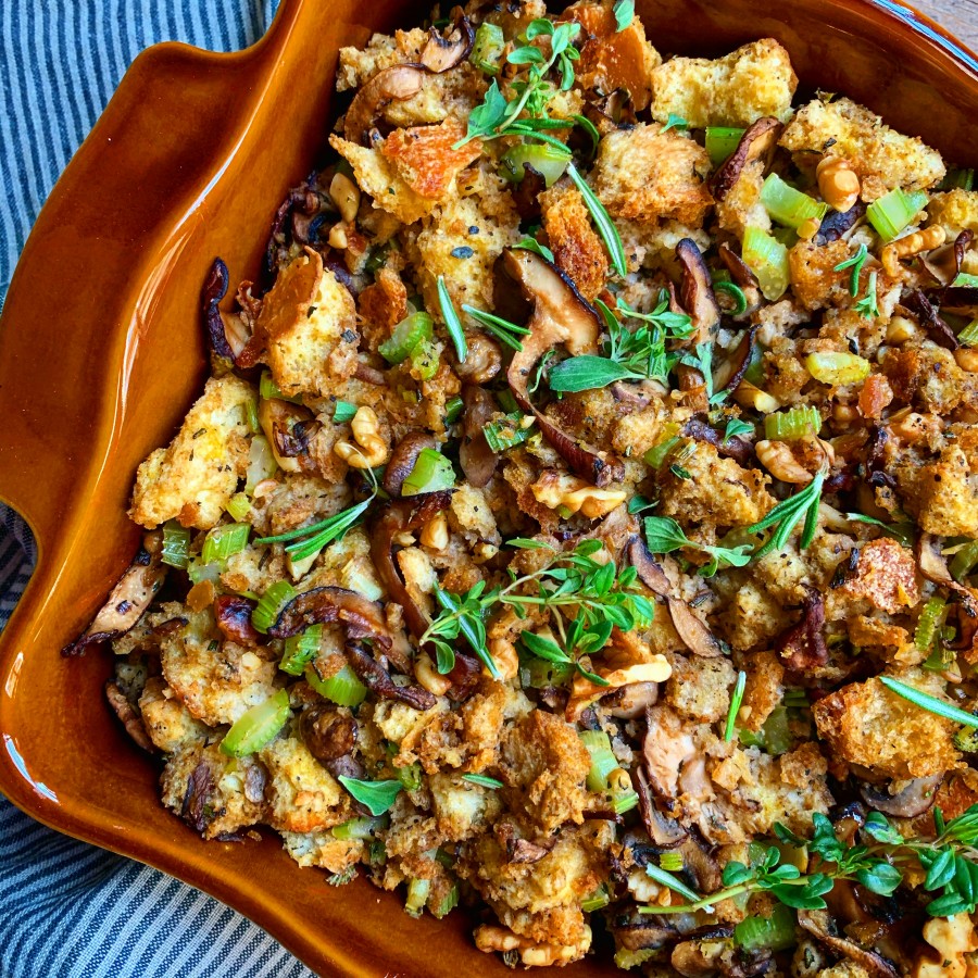 Sourdough Stuffing with Wild Mushrooms and Walnuts