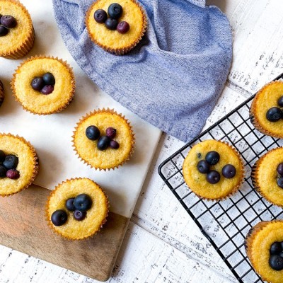 Gluten-Free Blueberry Muffins with Honey, Almond and Yogurt