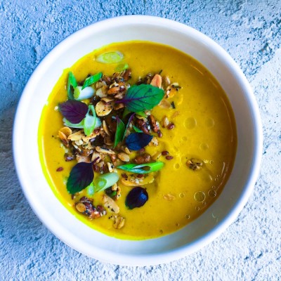 Roasted Butternut Squash Soup with Savory Granola