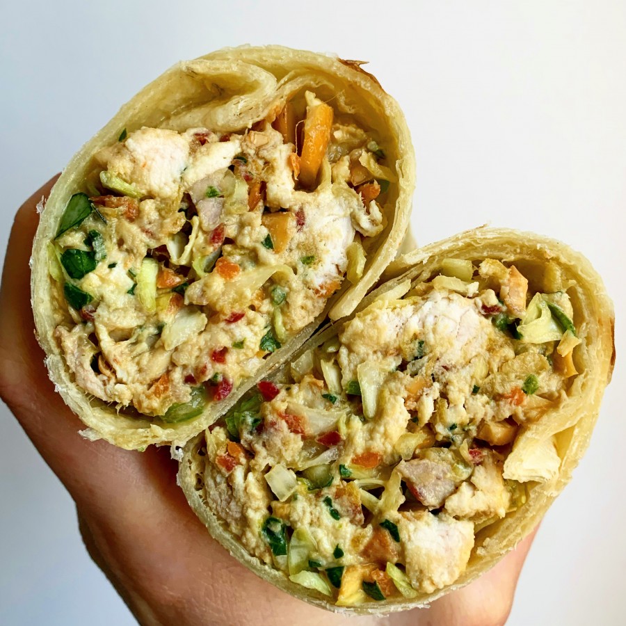 Gingery Chicken and Carrot Slaw Wraps 