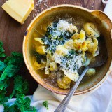 Cheese Tortellini and Kale Soup with Roasted Cauliflower 
