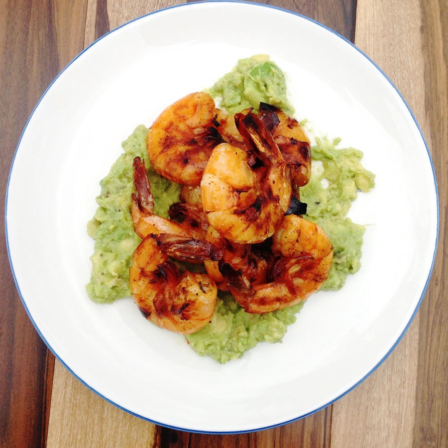 Spicy Peel and Eat Shrimp with Avocado