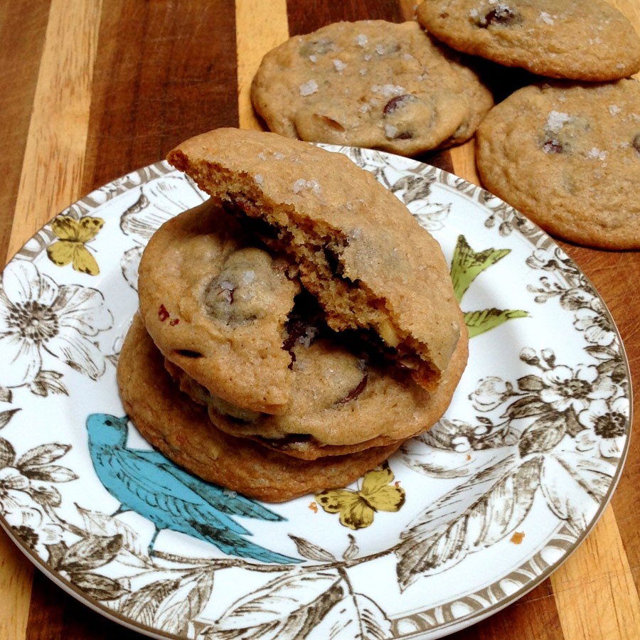 Dark Chocolate Chip Cookies with Almonds and Fleur de Sel