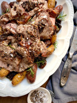 Rosemary Roasted Pork Shoulder with Fingerling Potatoes and Creminis