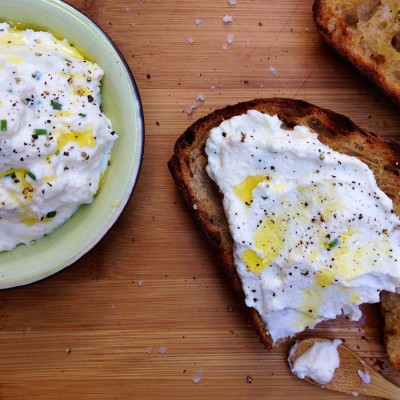 Herbed Ricotta with Grilled Bread and Sea Salt