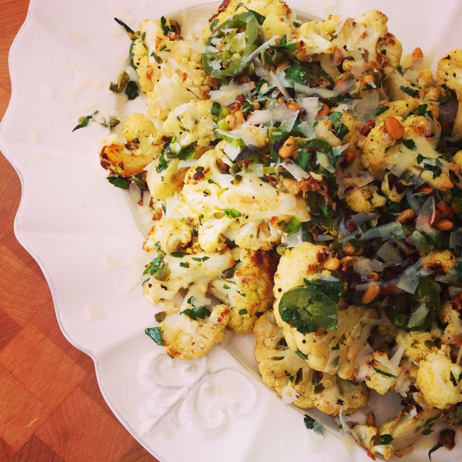Grilled Cauliflower with Jalapeño and Capers