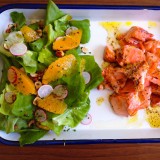 Grilled Salmon Salad with Radish, Orange and Hazelnut