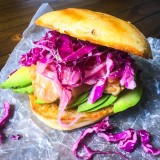 Grilled Chicken Sandwich with Spicy Slaw and Pickled Onions