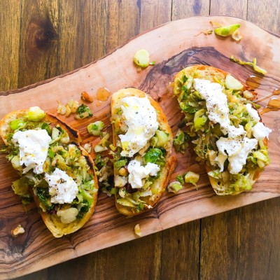 Brussels Sprout and Burrata Toast