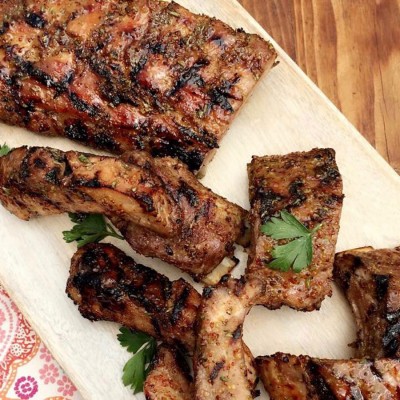 Grilled Baby Back Ribs with Rosemary and Honey