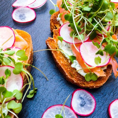 Smoked Salmon Tartine with Dill and Caper Mayo