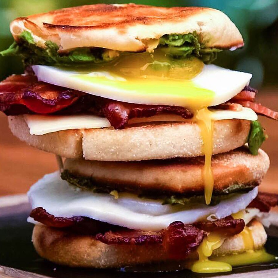 Grilled Bacon and Avocado Breakfast Sandwiches