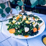 Red Kale, Persimmon and Feta Salad