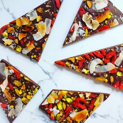 Toasted Coconut, Pistachio and Goji Berry Bark