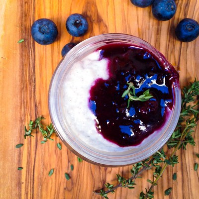 Coconut Chia Pudding with Blueberry and Thyme Compote