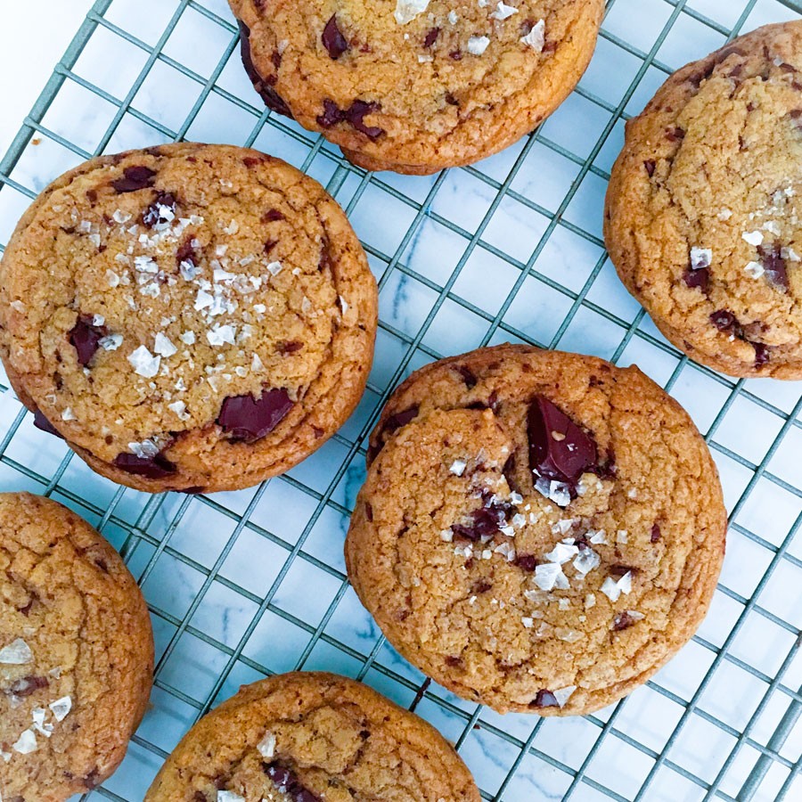 Brown Butter Chocolate Chunk Cookies with Flaky Sea Salt