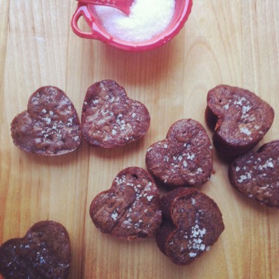 Dark Chocolate Heart Shaped Brownies with Fleur de Sel