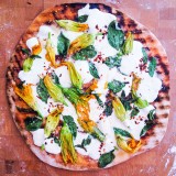 Grilled Pizza with Squash Blossoms and Burrata