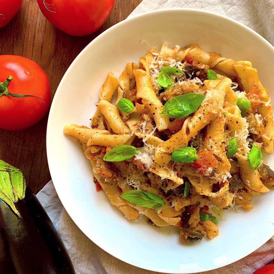 Spicy Eggplant and Sausage Pasta