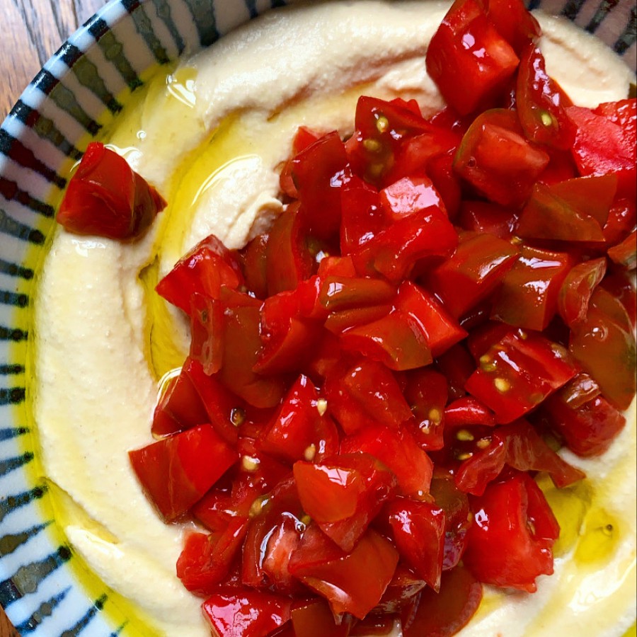 Hummus with Heirloom Tomatoes