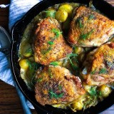 Crispy Chicken Thighs with Fennel, Rosemary and Baby Potatoes
